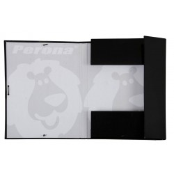 Vulcano Chemise noire A4 avec élastiques Perona 56240 | Perona Bags